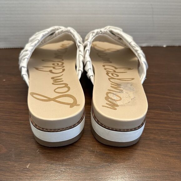 Sam Edelman Aida White Leather slip on sandal criss cross scrunchie Slides 9 M - Picture 3 of 7